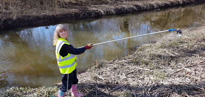 Litter picking by the river