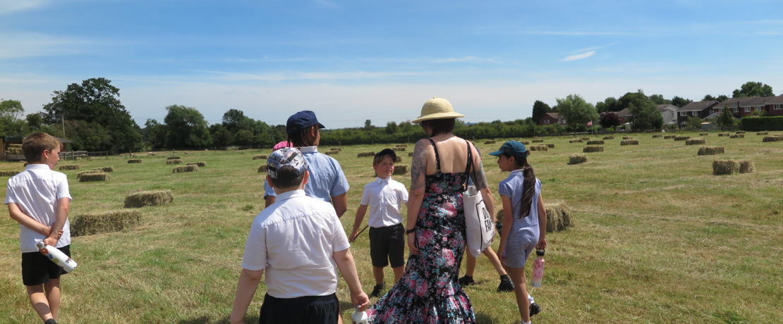 People walking in a field