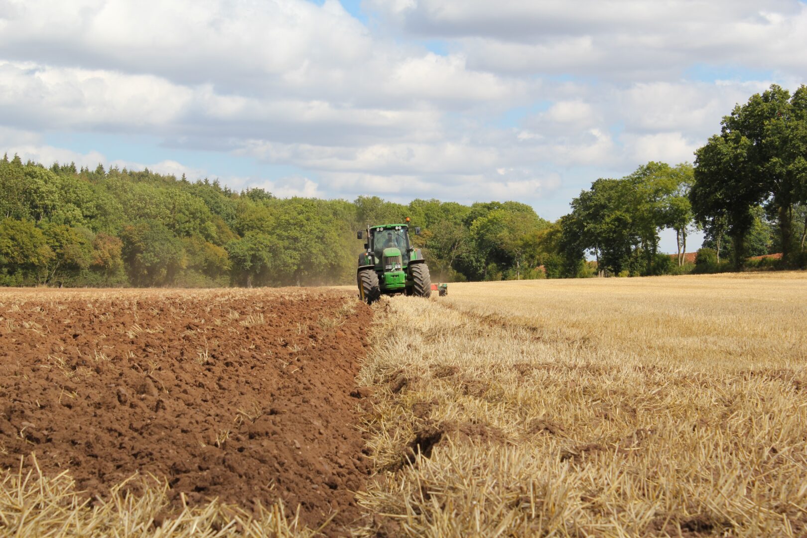 A tractor in a field