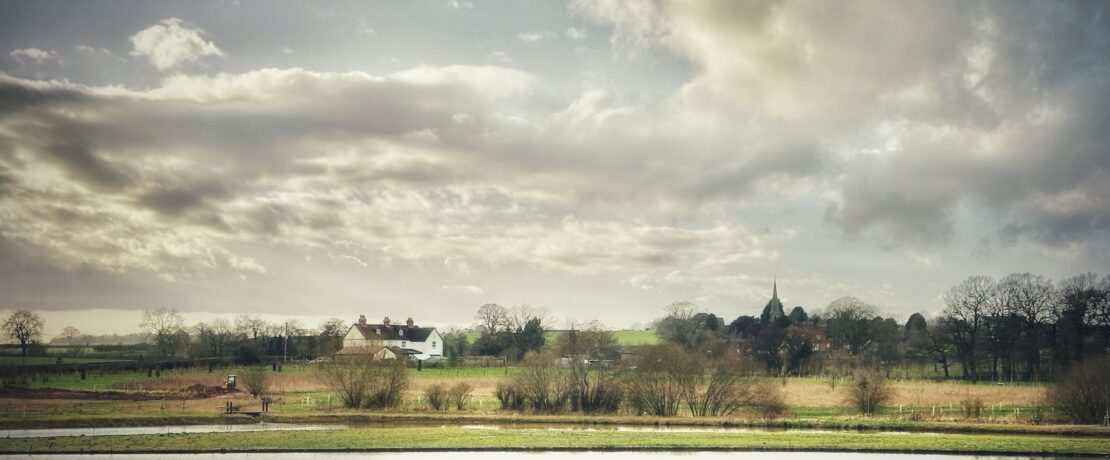 A field and a river in the winter