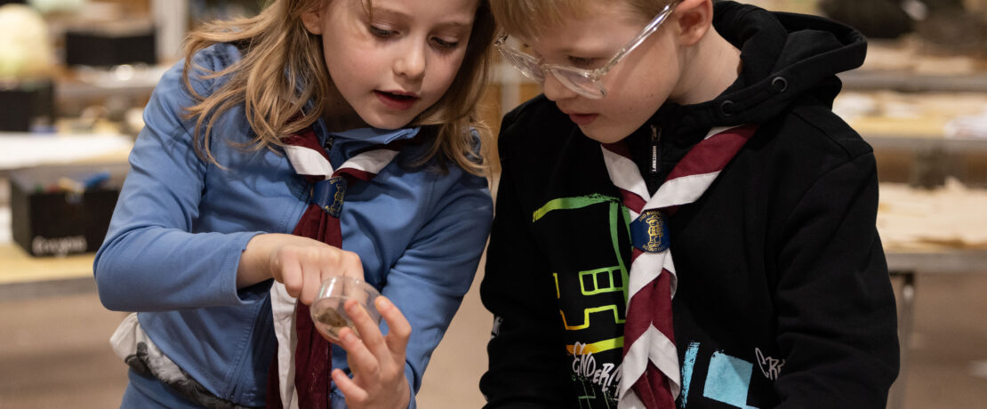 Two children doing craft